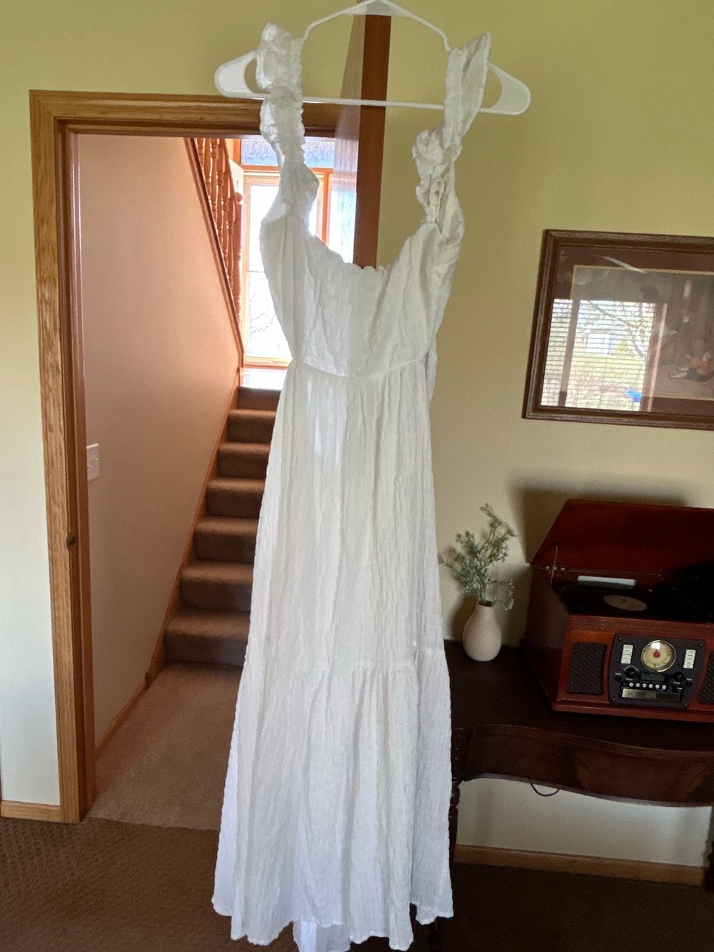 Altar'd State White Maxi Sundress with Ruffled Straps